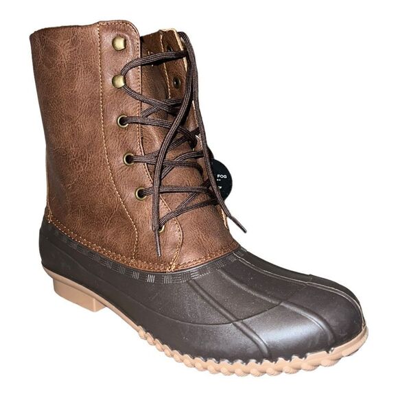 London Fog Womens Wynter Duck Boots Cognac, Dark Brown 11M New - Picture 1 of 8
